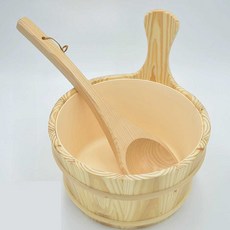 건식 사우나 물주걱 양동이 찜통 목욕 물통 바가지 전통 찜질방 나무통, 2. 나무통+나무 국자