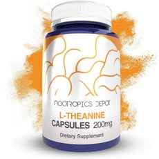Nootropics Depot L-Theanine Capsules 200mg 90 Count | Promotes Relaxation | Supports Healthy Stress, 1 Count (Pack of 180), 1개