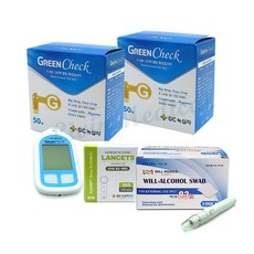 녹십자 G400 그린첵 혈당 측정 세트 1 (검사지100매+란셋+스왑+검사기계+채혈기)