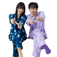 커플파자마 남녀공용_포켓몬 긴팔 잠옷 네이비_퍼플
