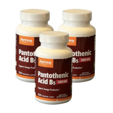 재로우 판톤텐산 비타민 B5 500mg 베지캡 100개입 3팩 Jarrow Pantothenic Acid B5, 100정, 3개