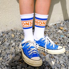 유니온스카웃 BAND LOGO SOCKS-BLUE ORANGE - 유니온스카웃