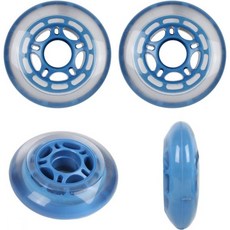 선수선택 롤러하키 바퀴 실내 80mm 78A 부드러운 인라인스케이트 클리어/블루 4팩