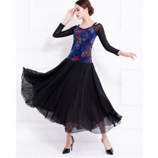 Fanxi Dance 여성 모던 라틴 왈츠 볼룸 사교 댄스 댄스복 댄스스포츠 드레스 원피스, 핑크 플라워