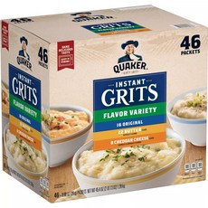 Quaker 퀘이커 즉석 그리츠 옥수수 아침식사 (28g 46개입) Instant Grits Flavor Variety Pack, 28g, 한세트(46개입)