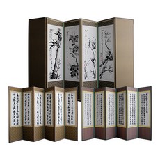 6폭 미니 사군자 병풍 (뒷면 추사한시 반야심경), 반야심경/사군자, 1개