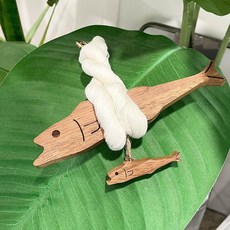 1+1 자손번창 원목 액막이명태 큰명태+새끼명태 세트 각인