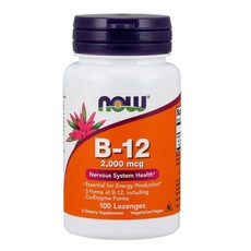 Now Foods 나우푸드 비타민 B12 2000mcg 로젠지스 100 정 2팩, 100정, 2개