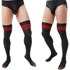 무릎 양말 위에 남성용 시시 여성스러운 면모를 탐구하는 여성용 크로스드레싱용 펨보이 허벅지 하이 스타킹 2켤레. 1311580