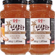 2병 1160g x 580g 꿀인삼차 꽃샘 인삼청 꽃샘 인삼차 꿀인삼차 국산차, 1박스, 2개입