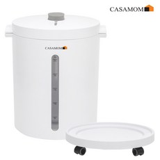 까사맘 유무선 진공쌀통 20kg CAA-606 이동식 트레이 포함, 화이트