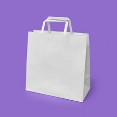 배달 포장 테이크아웃 손잡이 자동종이쇼핑백(백색무지/납작끈/소) [50ea], 1개, 50개