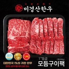 미경산한우 1+등급 모듬구이 300g 한우 등심 업진살 앞치마살, 1개