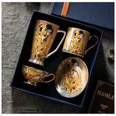 CaecnKoen 구스타프 클림트 키스 커피잔 머그컵 세트 선물 71, 1개, 커피잔 머그컵세트