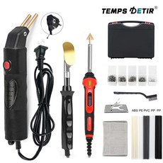 100W 110V-220V 플라스틱 용접기 + 범퍼 수리 전기 인두 공구함/용접못/용접봉/용접망 포함 가정용 용접 설비 자동차 범퍼 수리 도구, 3)220V EU plug - Set A-1