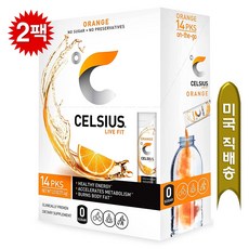 Celsius 셀시우스 온더고 파우더 스틱 오렌지 14개입 74.2g 2팩