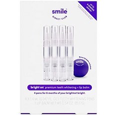스마일다이렉트클럽 치아 미백 키트 립밤 포함 4팩 1.4ml 젤 펜 전문가용 강도 과산화수소, 5개 세트, 1개