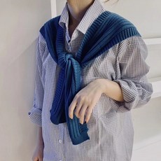 프렌치시크백 여성용 간절기 겨울 도톰 페이크가디건 어깨걸치는 니트 숄 머플러