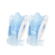 디어플레이스 쉬폰 리본끈 오간디 포장끈 4cm, 2개, 9m, 03 라이트블루