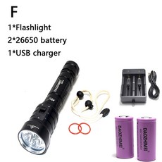 스쿠버랜턴 8000 루멘 dx4s led 다이빙 손전등 4 xm-l2 u2 수중, F, 황색 신호등