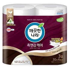 깨끗한나라 촉앤감케어 천연펄프 3겹 고급롤화장지, 30m, 4개입, 1개