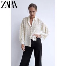 자라 WOMEN 도트 패턴 크림색 블라우스 2157 222