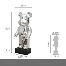 베이브릭 44탄 폭력곰 대형 피규어 모형 뻘컵 홈 인테리어 장식 호텔 모델 룸 거실 소파, 바이올런트 베어 49cm - 전기도금 실버