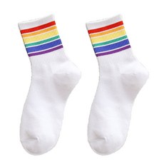 Instime Unisex Stripes Mid Men Socks 하라주쿠 다채로운 Funny Socks Men 100 면 1 쌍 Kawaii Rainbow Color Size 3