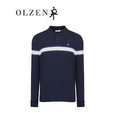국내배송 올젠 남성 긴소매 폴로 네이비 스트라이프