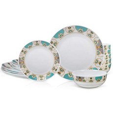 DANMERS 18-Piece Dinnerware Set Service for 6 Break and Crack Resistant Dishes Sets Spanish Floral, One Color_One Size, 상세 설명 참조0, One Color_One Size