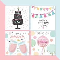 생일 축하 인사말 카드 만화 인쇄 선물 카드 파티 축하 축복 초대 임의의 이미지 AQ105|카드 & 초대장|, 1개, Random Image, 단일