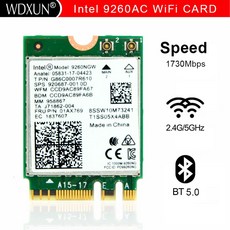 와이파이 블루투스 5.0 카드 듀얼밴드 무선-AC9260 Intel 9260NGW NGFF 802.11Ac MU-MIMO 1730Mbps 1.73G, 한개옵션0