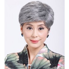 남자가발 무대 공연 희끗한흰머리 헤어 남여공용 짧은생머리 실버화이트 분장 할아버지 할머니 노인, t02-실버화이트, 기본