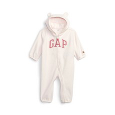 [GAP Kids] [베이비 여아 0-24개월] 로고 패치 플리스 후드 우주복_라이트 핑크 5233341511 403997