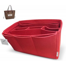 AlgorithmBags Neverfull MM Organizer | 펠트 인서트 라이너 LV 지갑 디바이더 Pivoine 베이지 레드