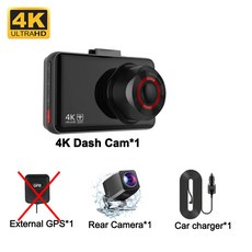 자동차 카메라 차량용 Dvr 비디오 녹음기 GPS 와이파이 전면 및 후면 대시 캠 차량 후면보기 주차 모니터 블랙 박스 4K, X309-NO GPS-2CAM, 6) X309-NO GPS-2CAM - 64G