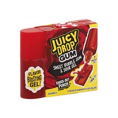 Juicy Drop Gum Sweet Bubble Gum Pack with Sour Gel Applicator Assorted Flavors 8Piece (Pack of 16), One Color, 8Piece [Pack of 16]