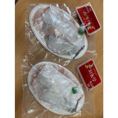 [신안 목포] 보양생선의 귀족 제철 민어 450g내외 (회+부래+껍질+초장+와사비) 2~3인분 손질/신선배송, 1세트, 900g 내외