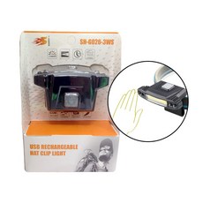 COB LED 모션 센서 캡라이트 동작감지 헤드랜턴 USB 충전식 낚시랜턴 캠핑랜턴, 1개