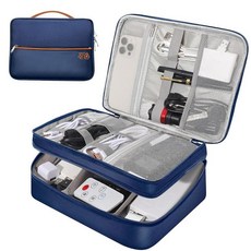 전자 정리함 여행 케이스 여행용 코드 케이스 휴대용 방수 케이블 가방 충전기 코드 USB 보조 배터리 이어폰용, Navy Blue2