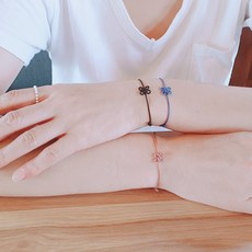 행운 네잎클로버 매듭 실팔찌/발찌 레이어드 우정템