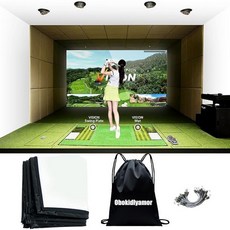 118'x98.42' 임팩트 스크린+10PCS 로프+그롬메츠 훈련용 가방 골프 시뮬레이션 스크린;골프공 타격 시뮬레이터 프로젝션 스크린 실내 스윙 연습, 118”*98.42" - 파이골프