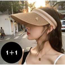 글램공식 1+1 여성 라탄 썬캡 라피아햇 데일리 선캡 햇빛차단 모자