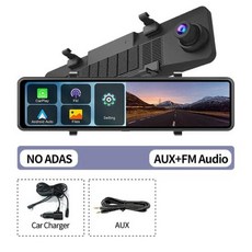 ADAS 백미러 DVR 및 안드로이드 자동 AI 음성 GPS 내비게이션 AUX FM BT 대시 카메라 인치 4K, 1) NO ADAS - NO TF Card