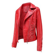 여성 라이더 가죽 자켓 봄 코트 블랙 레드 모토 바이커 지퍼 그린 베이지 Chaqueta Mujer Veste Femme 가을