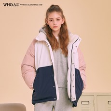 2001아울렛 [후아유] -급무료배송- 2020 후아유 배색 다운 숏 패딩 남녀공용 패딩 커플 점퍼 예쁜핏 / WHJPA4V11U