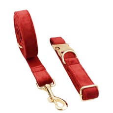 벨벳 명판 용품 레드 가죽 애완 세트 목걸이 각인 개 맞춤 끈 동물 체리 42, XS, collar and leash set, 1개