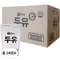 총각네 검은콩 두유 190ml 40개, 240개