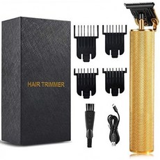 전자식 프로 헤어 클리퍼 T-블레이드 베어드 트리머 USB 충전식 코드리스 아웃라이너 헤어 트리머 4리미드 콤비 골드 장착 남, 단일옵션