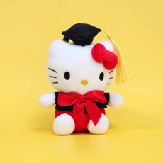 BSC 산리오 학사모 인형 13cm 키링 고양이 강아지 키홀더, 1개, 학사모 헬로키티 키링 1개, 학사모 헬로키티 키링